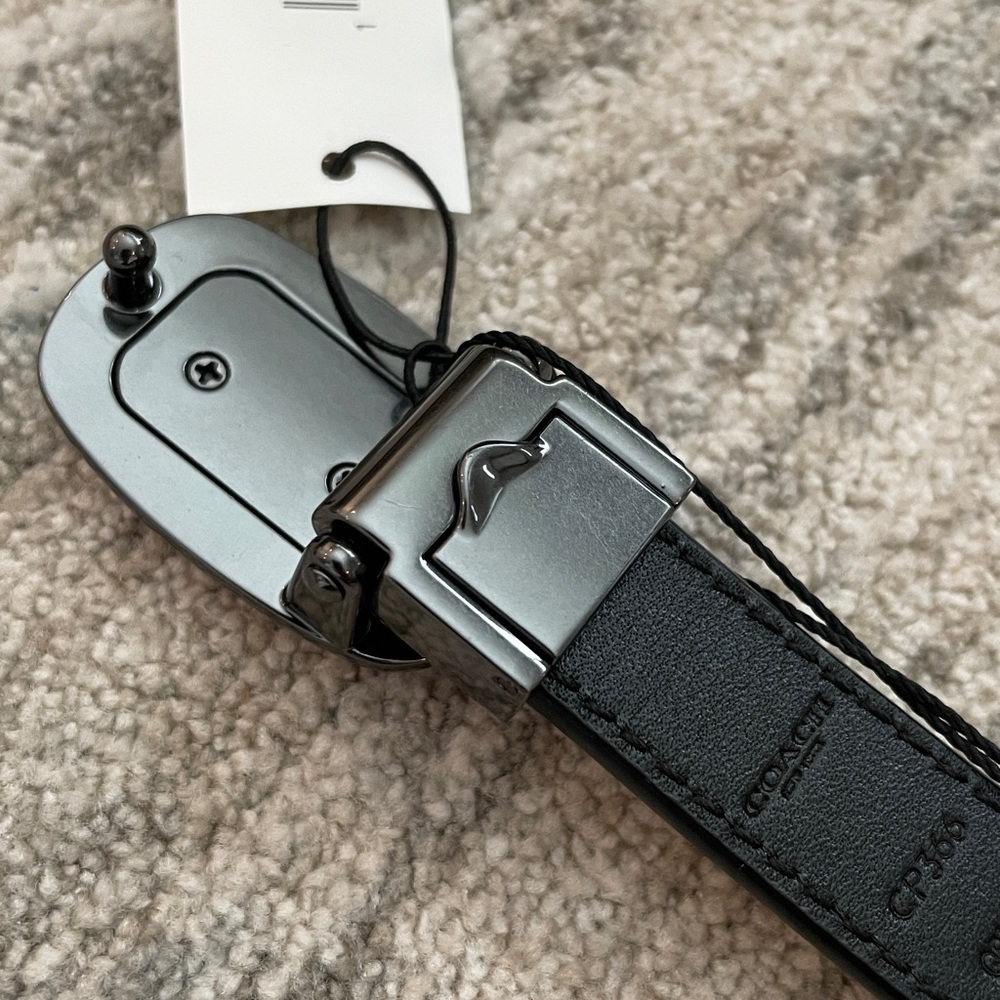 Coach Signature Buckle Cut to Size Reversible Eliza Belt Olive Green 42” CP366 - Picture 4 of 9